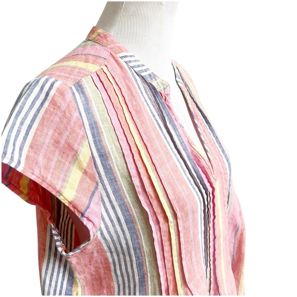 Sundays Striped Linen Sheath Dress Multicolor Size 2/Medium V-Neck Boho Beachy - Picture 4 of 16